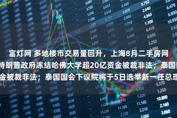 富灯网 多地楼市交易量回升，上海8月二手房网签量同比增超11%；特朗普政府冻结哈佛大学超20亿资金被裁非法；泰国国会下议院将于5日选举新一任总理｜早报