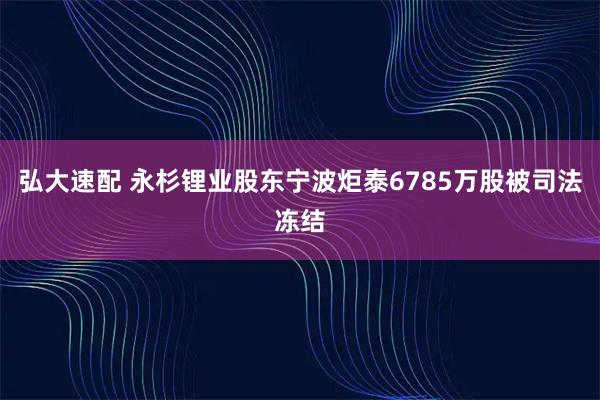 弘大速配 永杉锂业股东宁波炬泰6785万股被司法冻结