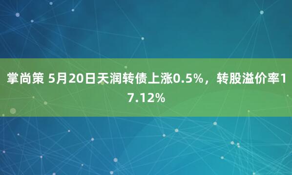 掌尚策 5月20日天润转债上涨0.5%，转股溢价率17.12%