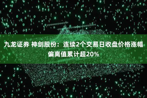 九龙证券 神剑股份：连续2个交易日收盘价格涨幅偏离值累计超20%