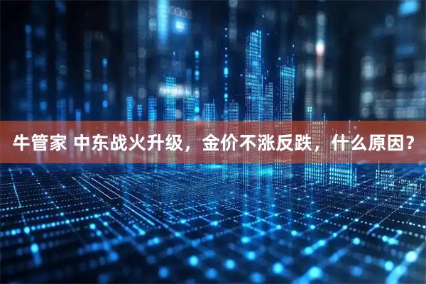 牛管家 中东战火升级，金价不涨反跌，什么原因？